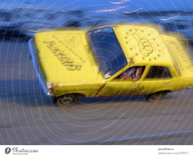 car stunt Yellow Blur Light Stunt Shows Speed Transport Car