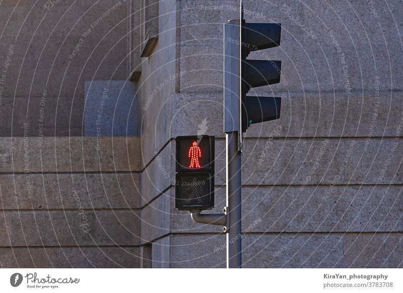 Pedestrian crossing traffic light sign closeup. Road sign, attention, pedestrian, safety, signal pedestrian crossing road sign @KiraYan

stock photo road-sign
