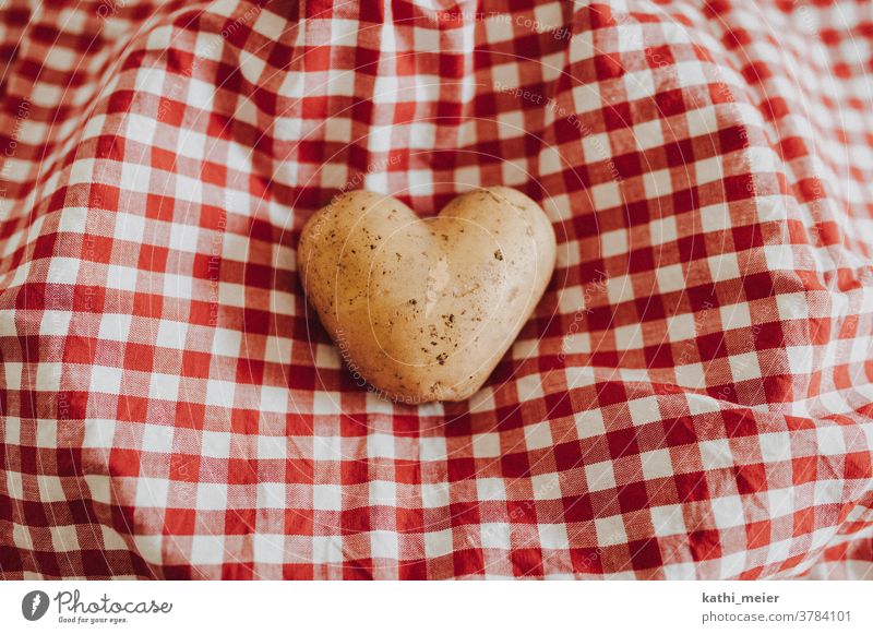 Heart made of potato - on potatoes Vegetable Healthy Eating Vegetarian diet Food Organic produce Vegan diet Food photograph Organic farming Heart-shaped Love