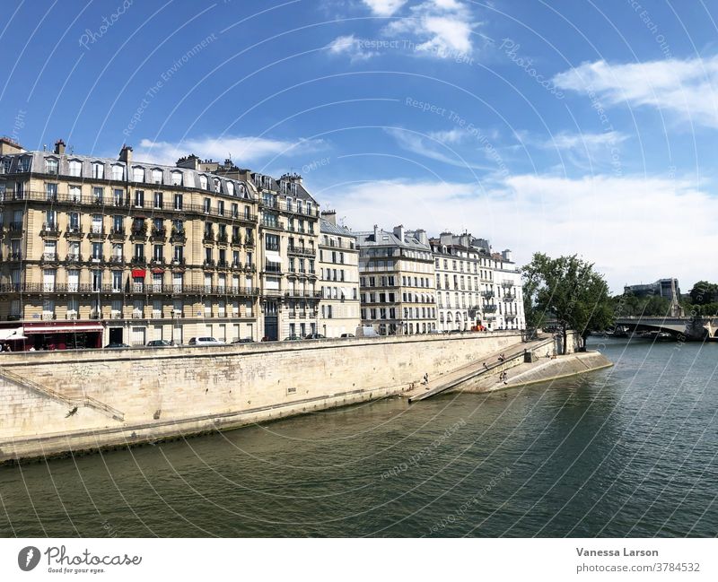 Buildings and Seine River in Paris, France Exterior shot Vacation & Travel Europe Architecture Sightseeing Day