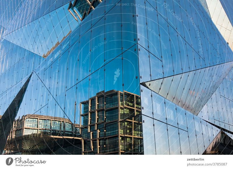 Berlin Central Station as a mirror image in the Cube Berlin Architecture Office city cube Germany Facade Worm's-eye view Glass Capital city