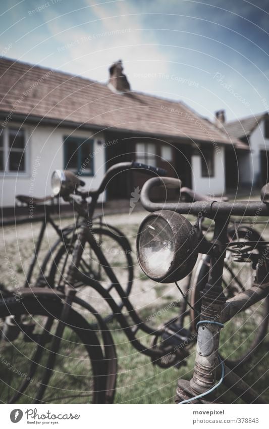 Who rusteth who rusteth House (Residential Structure) Bicycle Village Small Town Deserted Stand Old Dirty Retro Mobility Nostalgia Change Rust bicycle lamp