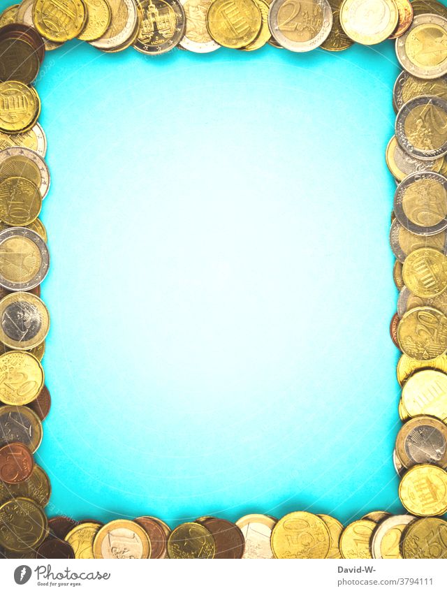 a frame of coins Money Euro Placeholder Frame Image Luxury Success Coin Coins euro coins Copy Space
