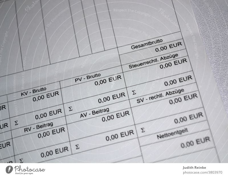 Pay slip payroll accounting zero Euro corona no merit jobless Life in crisis