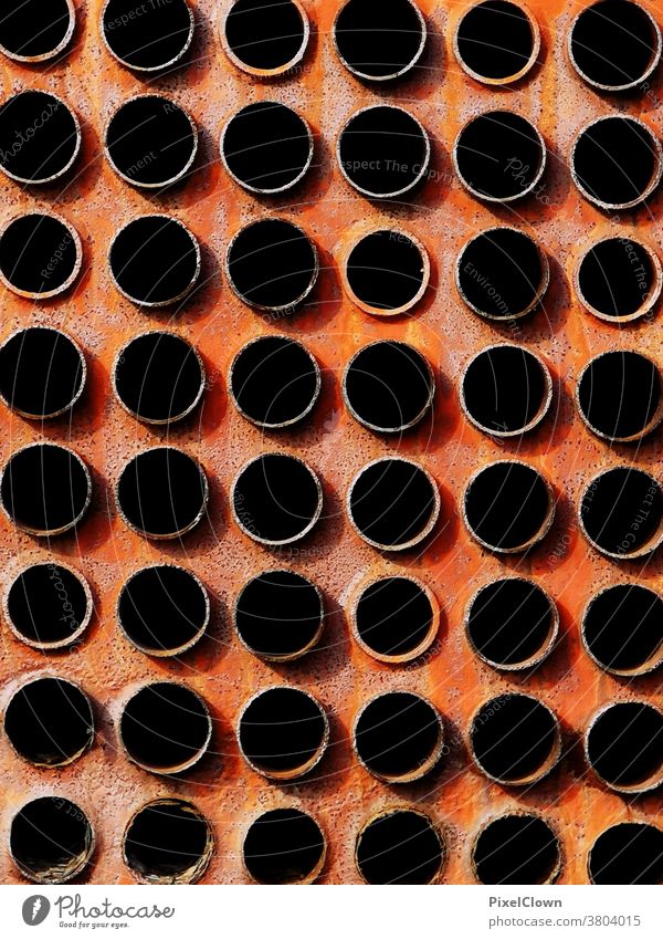 Geometry in rusty steel circles Pattern Colour photo Structures and shapes Abstract Detail Metal Red Exterior shot Deserted