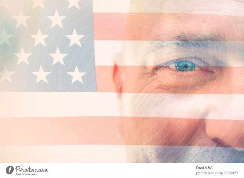 USA - Mann - Stolz und Patriotisch Amerikaner Gesicht Patriotismus Flagge Fahne