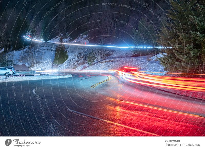 Download Motion Blur, Traffic Light, Night. Royalty-Free Stock