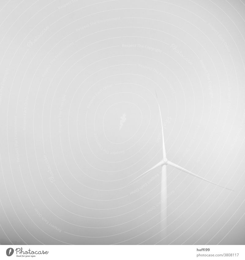Windmill in the fog Fog Misty atmosphere Shroud of fog Gloomy Industrial heritage Gray Industrial Photography High voltage power line Advancement