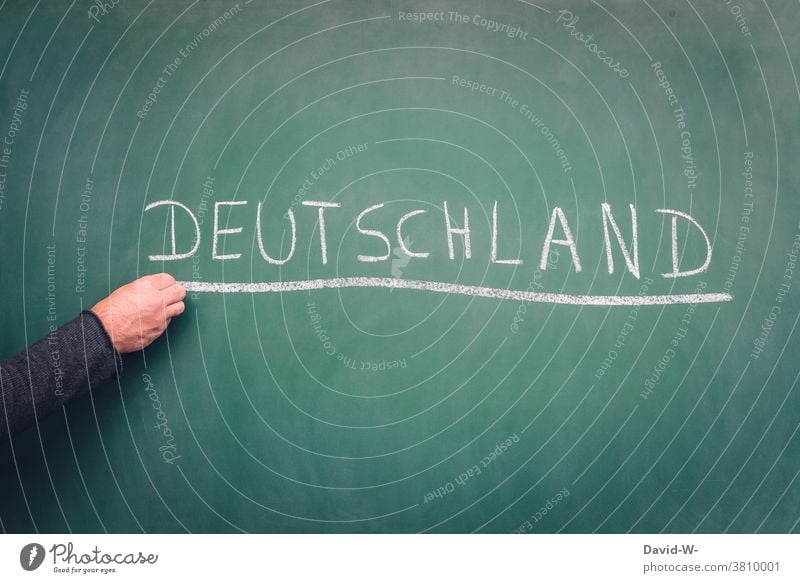 Germany - word underlined Word Underline country Blackboard Chalk Hand