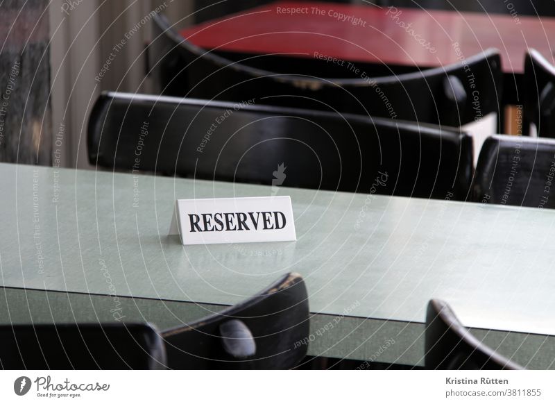 reserved sign on a table Table Reserved Restaurant Café table reservation Reservation Tabletop Places seat chairs tables Gastro Gastronomy resopal occupied