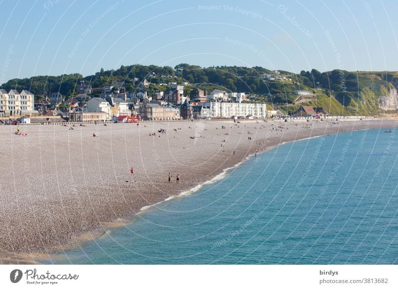 sparsely frequented beach near a coastal town in Normandy, France, Atlantic Ocean Beach Health Spa Normandie houses Hotels Water Vacation & Travel people