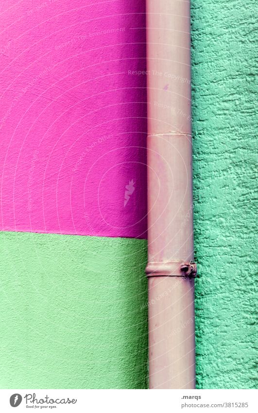 Colour | Art on building Wall (building) Downspout pink Green Wall (barrier) Building shrill conspicuous Exceptional Background picture