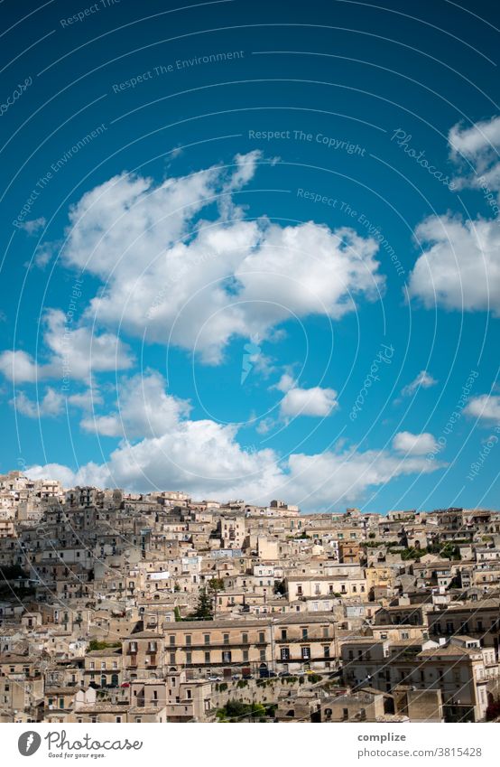 Modica Sicily Town Old town Historic Italy Ancient Patina Clouds Sky modica Blue sky Tourist Attraction Hill