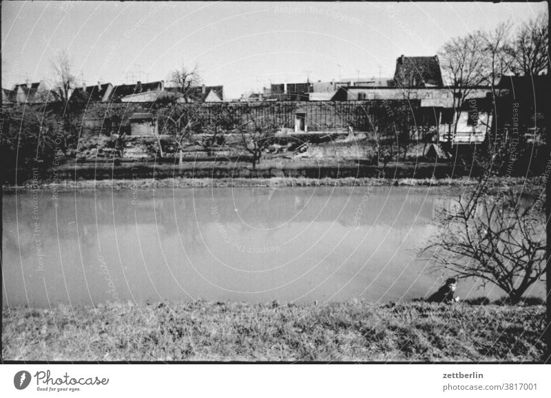 Delitzsch moat, 1984 Town Small Town delitzsch fortification system Wall (barrier) City wall Medieval times Water Water ditch Surface of water Child game