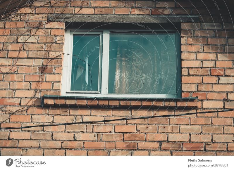 window of old brick house where I live double glazing wooden window apartment architecture athmospheric background bright building cosy countryside daylight