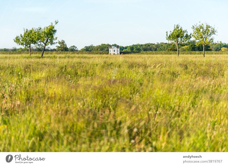 Single white villa on the edge of a dike architecture Background beautiful borders building cloudless colorful countryside county dam destination dyke