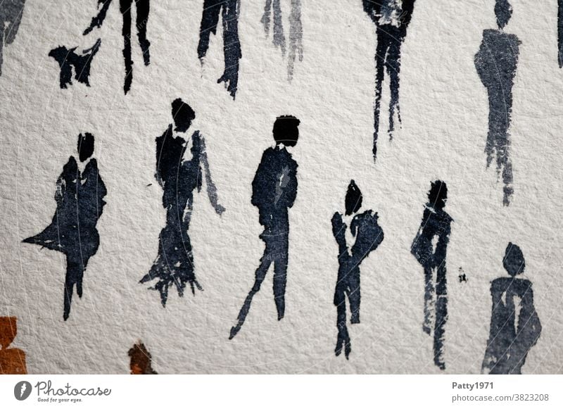 Abstract human silhouettes painted in watercolour / whom the muse kisses... people Figure Silhouette Watercolors Art Creativity Close-up Leisure and hobbies