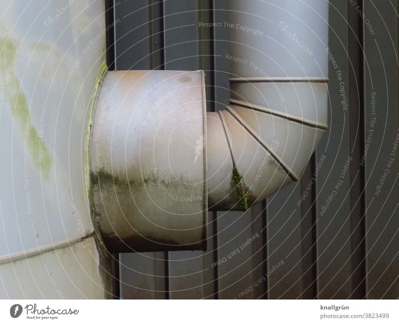 Exhaust air pipe at a boiler as part of an industrial plant Industrial plant Metal Old Industry Deserted Day Exterior shot Colour photo Factory
