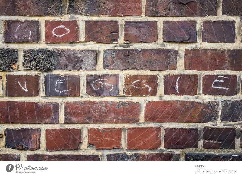 Vegan request on an old brick wall. Wall (building) rampart Hand Fingers Brick Architecture House (Residential Structure) house wall Town urban Art fingerprints