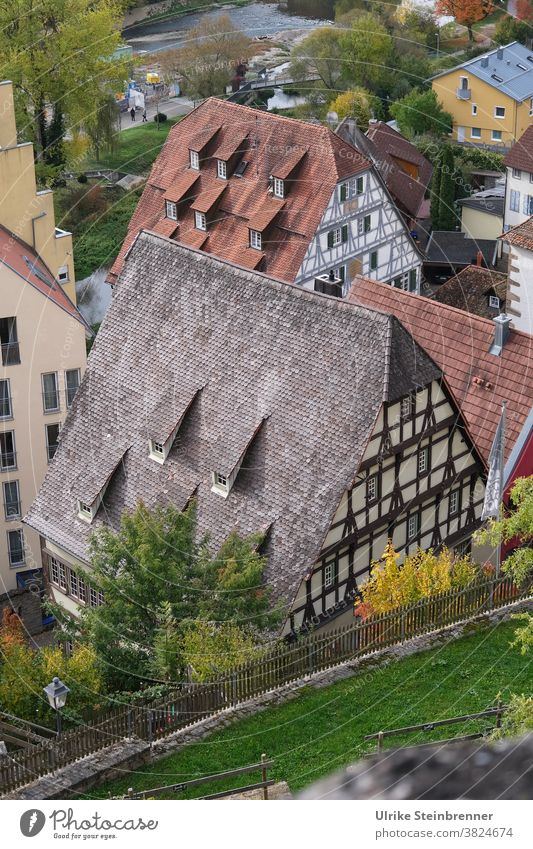 Half-timbered houses in Horb am Neckar half-timbered Old town History of the city history Historic Architecture Medieval times Town Roof dormers