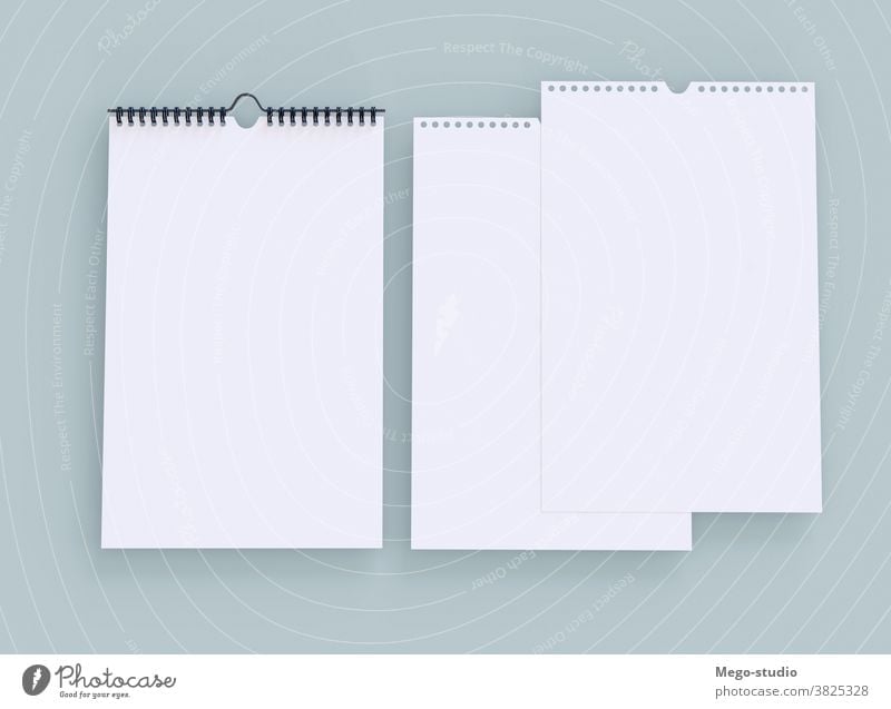 3D Illustration. Blank vertical calendar. 3d illustration year organizer organizing graphic single rendering calender binder wall remember concept planning