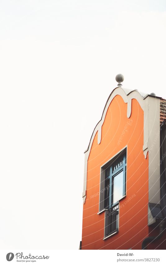 Architecture - orange artistic house Art Building Orange stylish Elegant Design pretty Facade Window Sky