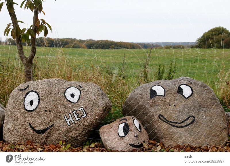 family trip Family & Relations Domestic happiness Stone Stone statue Face Eyes Nature Smiling Mother Father Child Field Meadow Hello Welcome