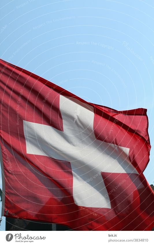 My neighborhoods l in Switzerland.... Swiss Swiss flag Flag Red Patriotism Ensign Pride Blow Politics and state Sign Sky Wind Crucifix Neutral Flagpole