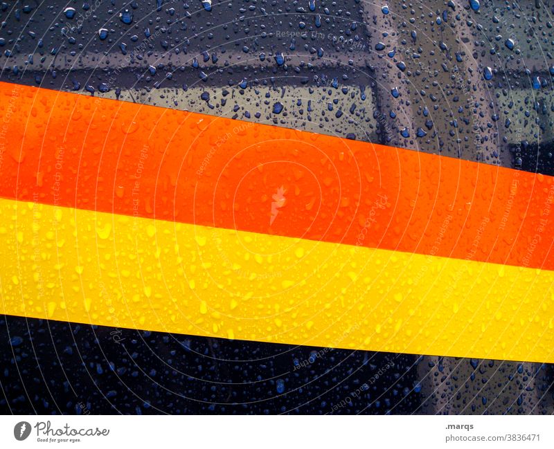 Racing stripes wet Stripe Metal raindrops Wet Vehicle car Orange Yellow Blue Style Design Background picture racing strip
