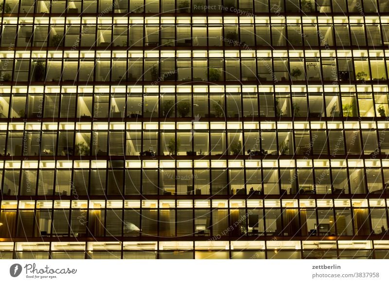 Office facade at night House (Residential Structure) Facade Architecture office building Administration Building Administration building Evening Night