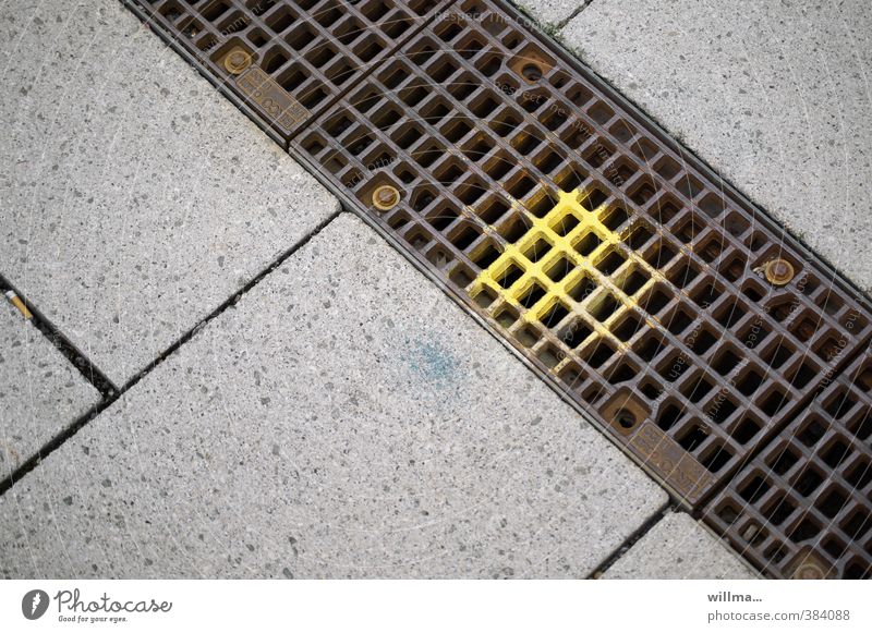 graphic | menu of the day Stone Metal Sharp-edged Town Yellow Gray Diagonal Line Graph Metal grid Geometry Footpath Stone slab drainage channel drainage system