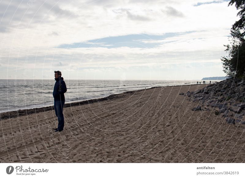 take a deep breath Beach Rügen Baltic Sea Ocean Sky Sand Sandy beach Rest tranquillity Horizon Vacation & Travel coast Far-off places