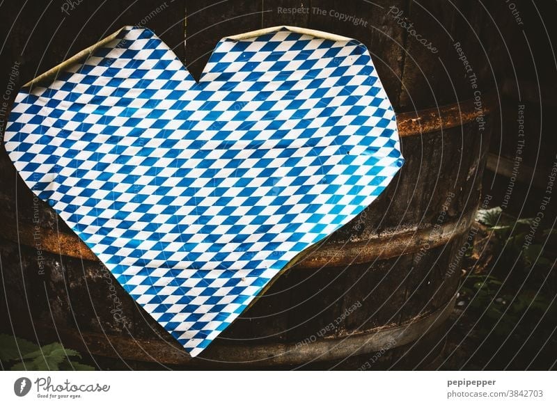 Oktoberfest heart on a barrel Heart Heart-shaped Love Sign Infatuation Romance celebrations Feasts & Celebrations Deserted Emotions Bavaria Blue White Loyalty