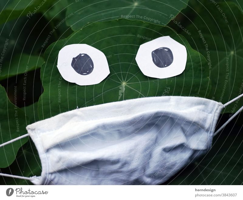 Mask with leaf corona pandemic Protection Corona virus coronavirus COVID guard sb./sth. prevention Funny Nasturtium