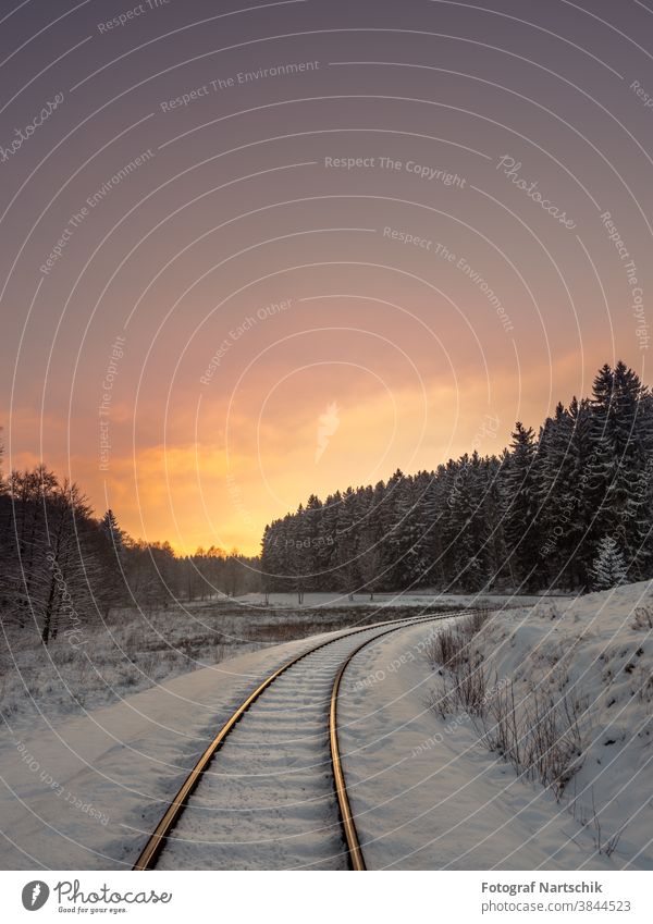 Harz narrow-gauge railway line in a winter sunset pretty Cold Hiking Landscape Mountain Nature Outdoors Railroad Street Scene Picturesque Holiday season Sky