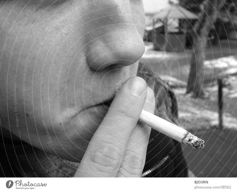 cigarette Cigarette Fingers Fellow Hand Man Human being Smoking Ashes Guy draw Face Nose