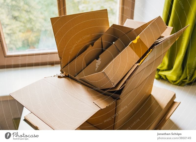 empty cardboard packages from shipping from an online shop Orders e-commerce Cardboard Crate delivery service logistics online shopping Online store Package