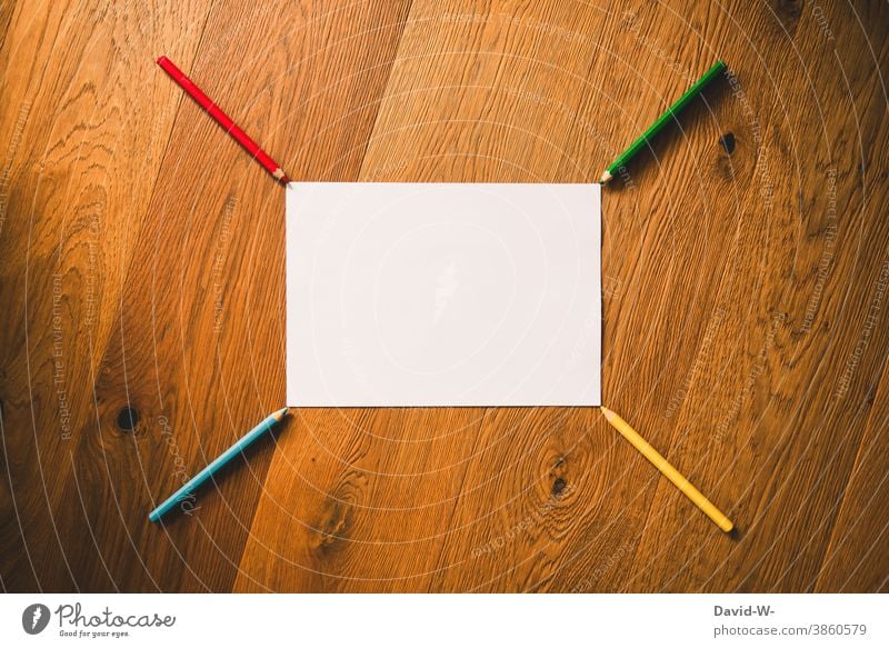Pens and a blank sheet of paper make a pattern pens crayons Pattern Paper Piece of paper Placeholder School Art Creativity