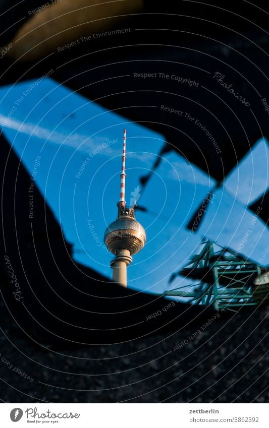 Mirror image of the television tower alex Alexanderplatz Architecture Berlin Office city Germany Television tower Worm's-eye view Capital city