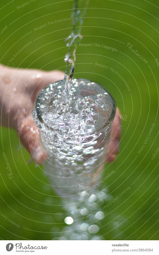 Recommendation | drink enough water daily Water gush Glass Flow Drinking water neat Pour pour abundance overflow fizz Hand Grass Green received Spill Source