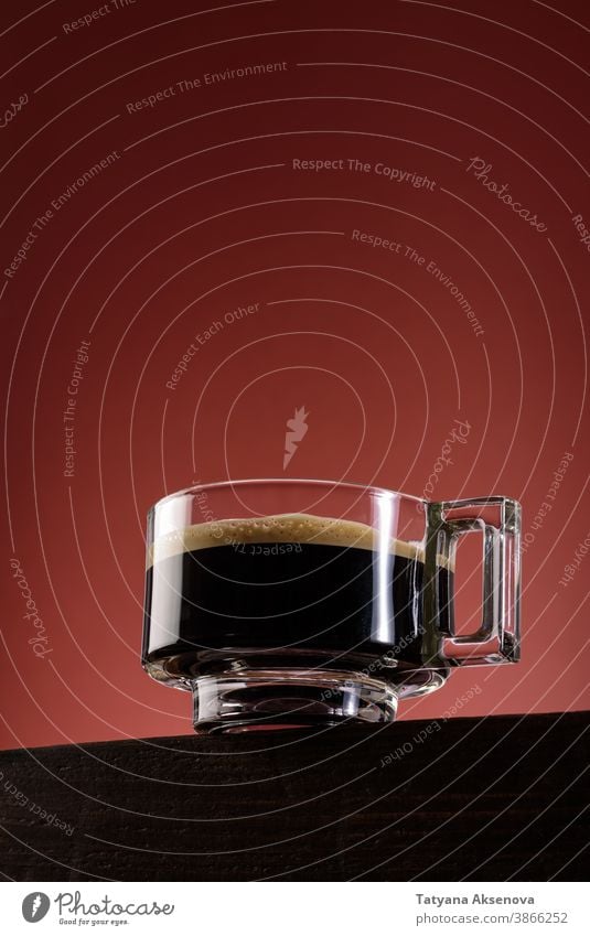 Black coffee in glass cup espresso black coffee mug drink beverage breakfast dark hot brown aroma caffeine