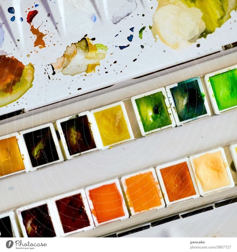 farbkombination | einmal mit allem! Farben Farbkasten Aquarellfarben Vielfalt malen Malkasten mischen Kreativität Kunst