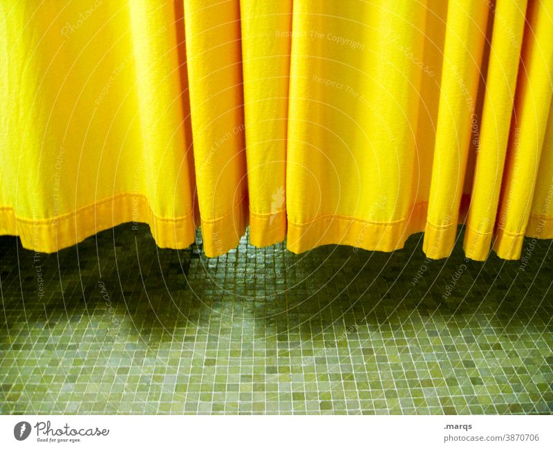 private Yellow Drape Folds Border Intimacy Screening Spa Sauna Tile Wellness Wellness Concept wellness area Changing room Private sphere Relaxation Well-being