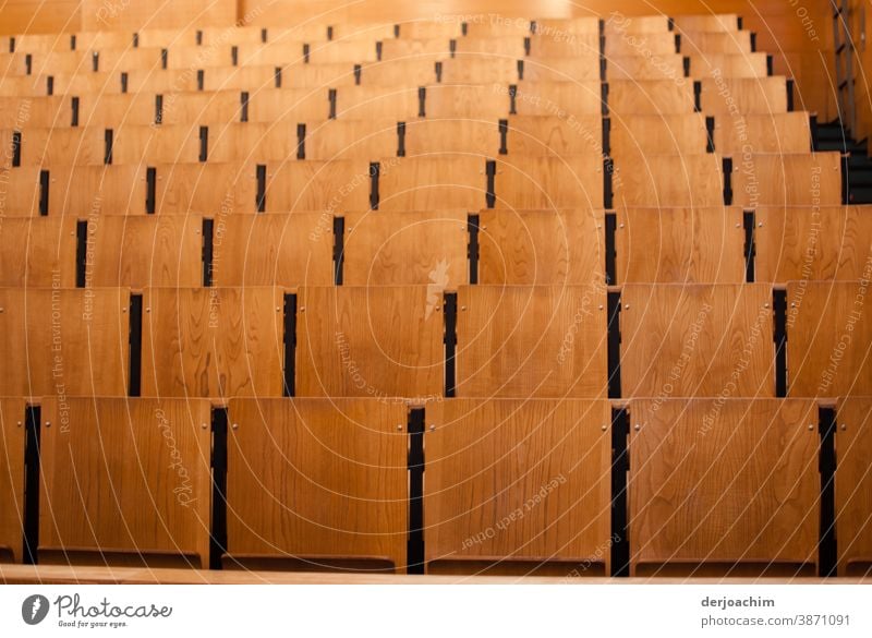 An empty lecture hall, lots of wooden chairs Lecture hall Colour photo Education Academic studies Deserted Adult Education Interior shot