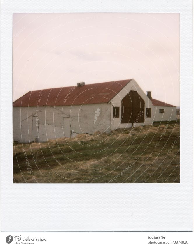 Icelandic house on Polaroid House (Residential Structure) Hut dwell Window Exterior shot Building Loneliness Living or residing Colour photo Deserted door