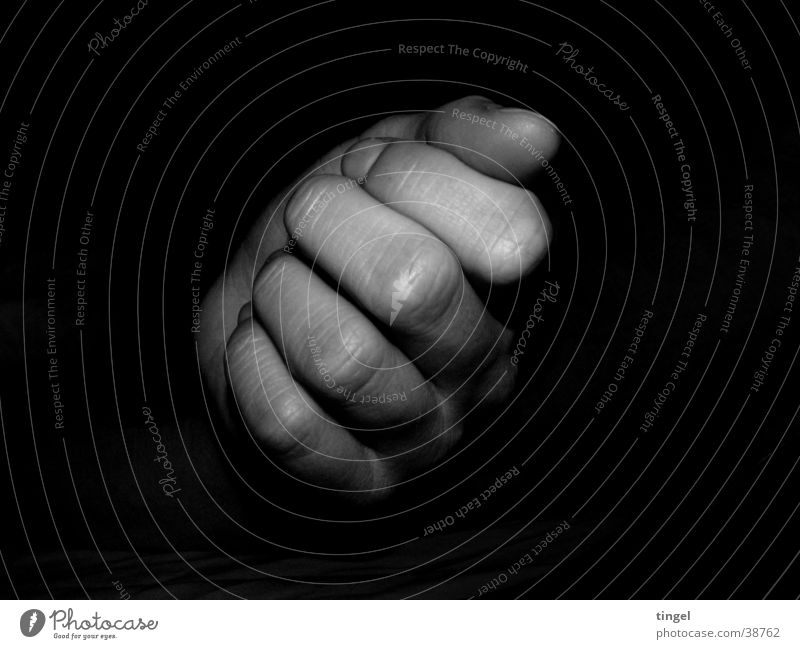 hand Hand Fist Fingers Dark Woman Black & white photo Structures and shapes Wrinkles