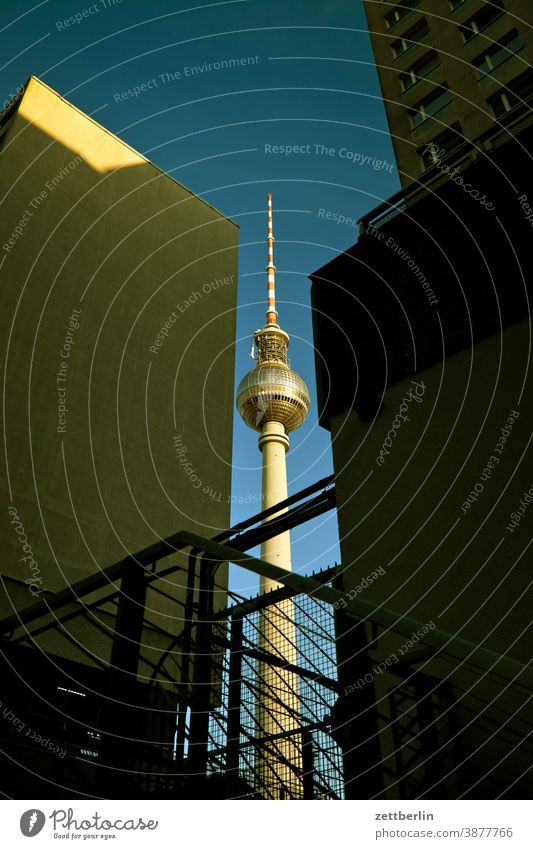TV tower again alex Alexanderplatz Architecture Berlin Office city Germany Television tower Worm's-eye view Capital city House (Residential Structure) Sky