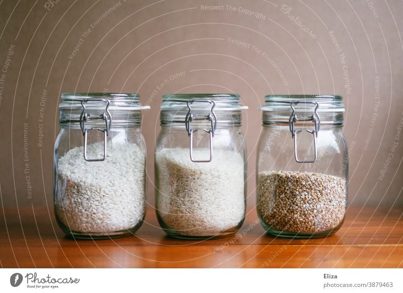 Sustainable storage of food in preserving jars Preserving jar Sustainability safekeeping Ecological Glass container Storage tank Inventories Food Rice Packaging