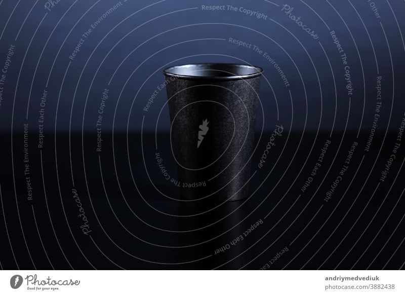 black paper glass isolated on black background. a glass for tea or coffee cup white take food lid hot drink nobody clear beverage cardboard takeaway mockup go