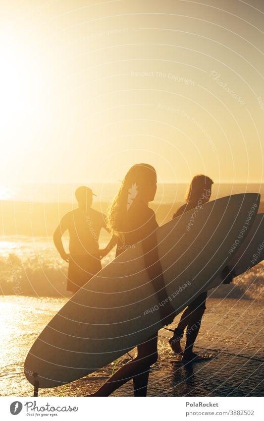 #A0# Surfing into the sunset Surfer Surfboard Surf school Surf Waves Surfers who go into the sea Surfers Paradise vacation Vacation mood Vacation photo
